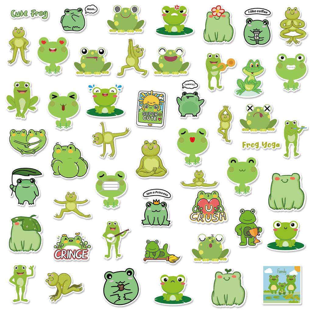 50 Naklejek z Serii Guagua Nowy Produkt Kreskówkowy Słodki Żaba Personalizowane Dekoracyjne Naklejki DIY na Kubek do Wody