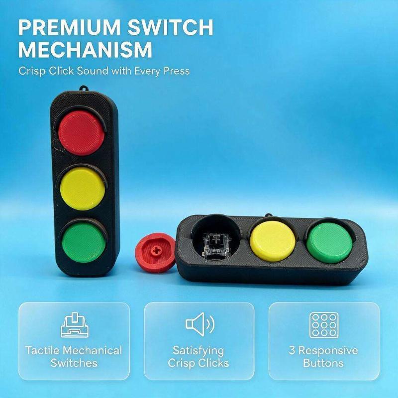 3D Baskılı Fidget Tıklayıcı Anahtarlık Taşınabilir Kompakt Trafik Lambası Fidget Hoş Dokunuş Pürüzsüz Yüzey Sırt Çantası Süsü