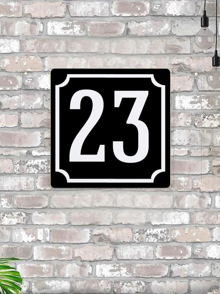 House Number X Classic Black Metal Sign 20x20cm, Modern Door Wall Decor