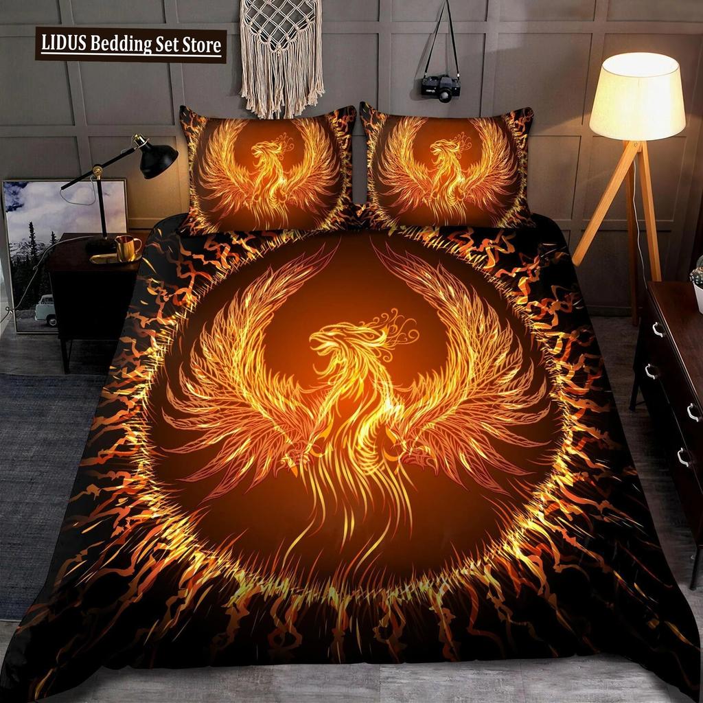 Comforter Dragon And Phoenix Full Queen Size Fantasy World Monster Gothic Bedding Sets Bohemian Mandala Comforter