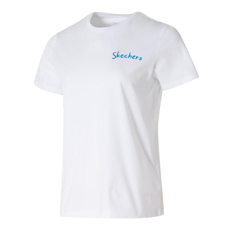 Skechers Fashion Sports Series Comfortable Breathable Letter Casual Short Sleeve T-Shirt Women Tops Bright-White P225W303-0019 XS