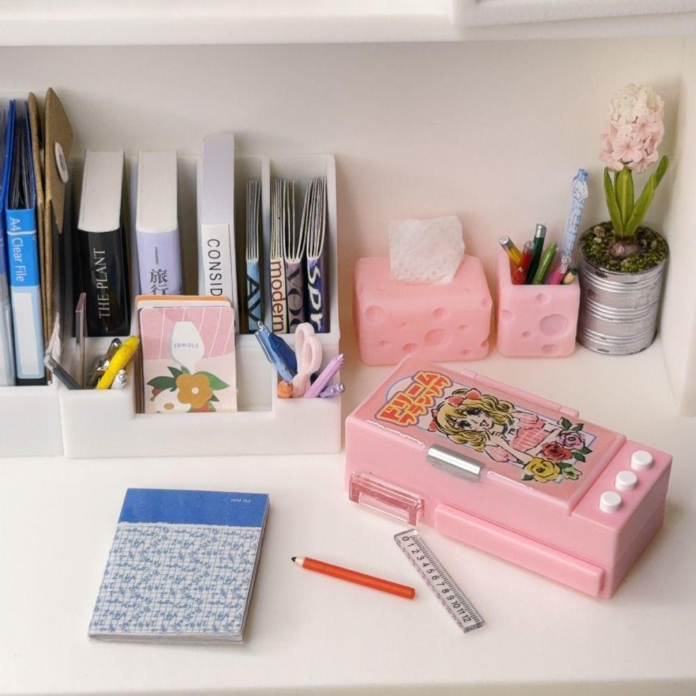 Pretend Toys Pencil Box Model Miniature Mini Stationery Box Dollhouse Pencil Case  BJD OB11