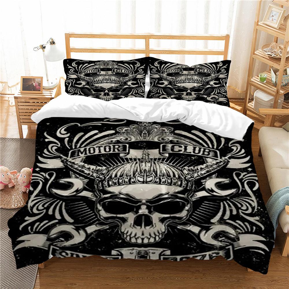 Duvet Cover Skull Print Bedding Set Cover Aesthetic Bedding Suit Children Home Bed Clothes Single Double Size Bed Set