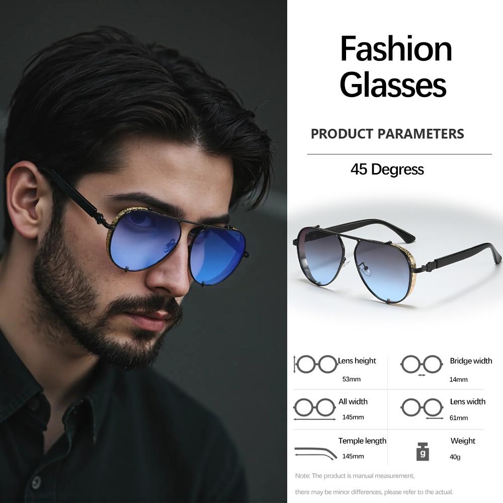 Vintage  Sunglass For Men Retro Glasses Metal Frames Workplace Light Luxury Accessories Men'S Glasses Sunglasses Men