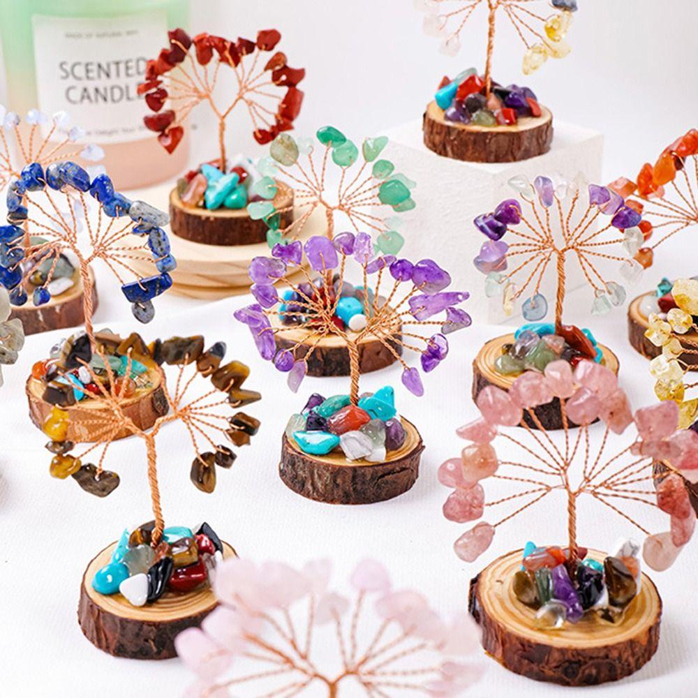 Copper Wire Crystal Wishing Tree Positive Energy Crystal Decorative Trees  Desk