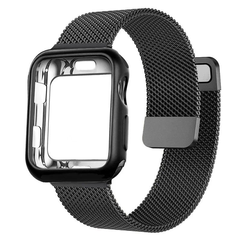 Custodia Milanese+Cinturino per Apple Watch Band 9 8 7 6 SE 5 4 49MM 41mm 40mm 44mm 42mm 38mm Cinturino per Iwatch Serie 9 Correa 45mm