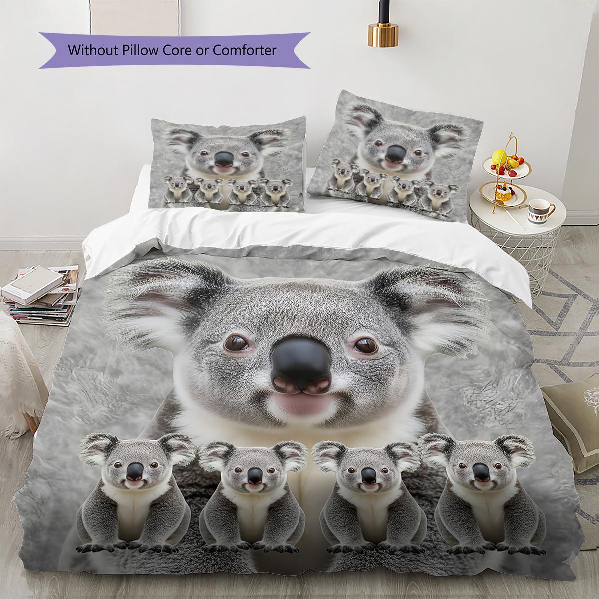

Koala Mink Pattern Bedding Quilt Set Quilt Cover Pillowcase Home Decoration Gift (1 * duvet cover + 2 * pillowcase, without core) 135x200cm