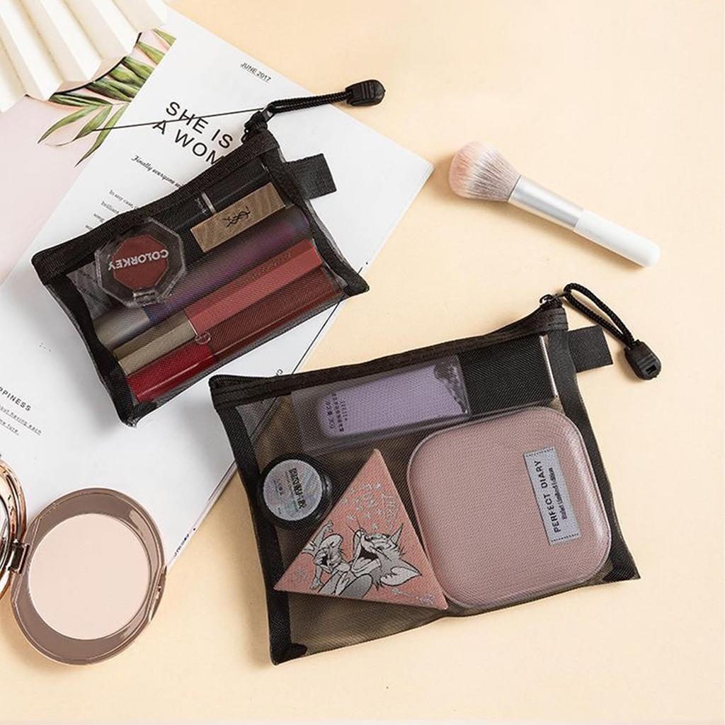 DEVENTORZ Mesh Makeup Nylon Mesh Storage Fits 2 Sizes 3 of Total of Simple Mesh Pouch for Portable Travel Storage Bag Pouch, Bag, (A5/B6), Each, 6,