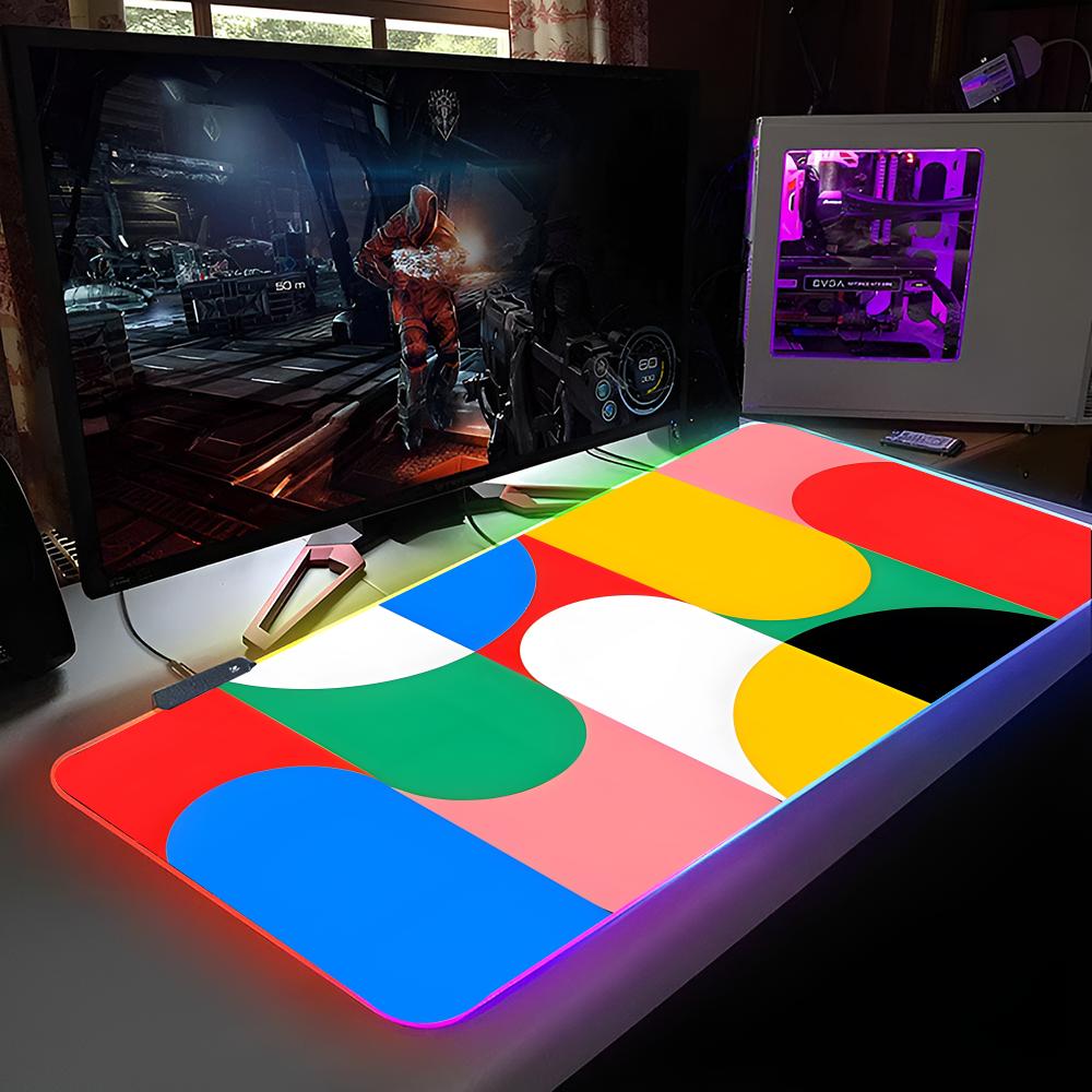 Bauhaus Geometric Mouse Pad RGB Backlit Mouse Pad Laptop Mouse Pad Laptop Gamer Computer Desk Gaming Accessories