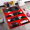 Black‑Red Modern JDM Supercar Multi‑Angle Blueprint Print Area Rug Non‑Slip Rectangular Floor Mat Tuned Auto Decor for Gaming Room Living Bedroom