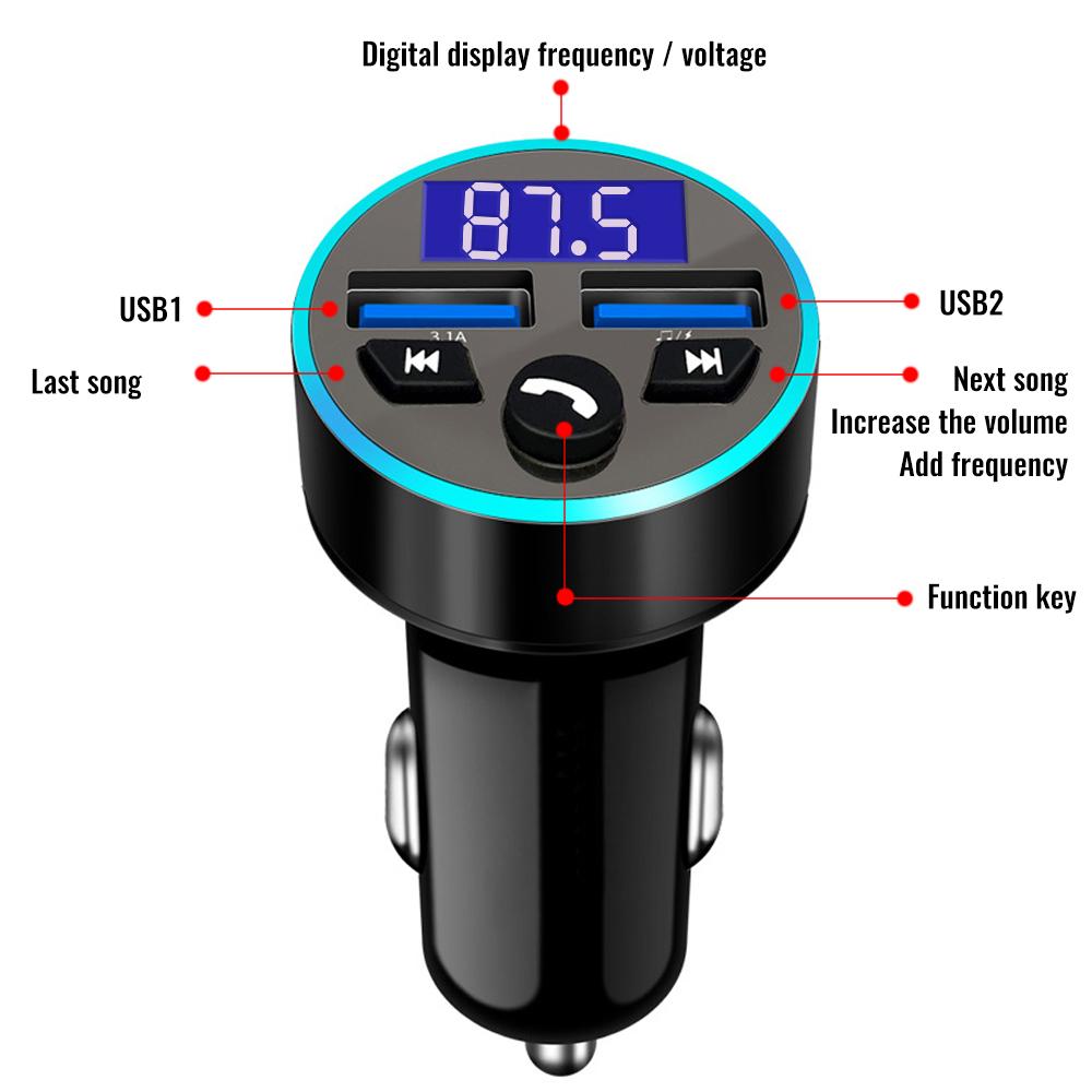 USB Car Wireless Bluetooth FM Radio Transmitter Car MP3 Radio Charger Adapter FM Transmitter Car MP3 Player Double USB FM Player