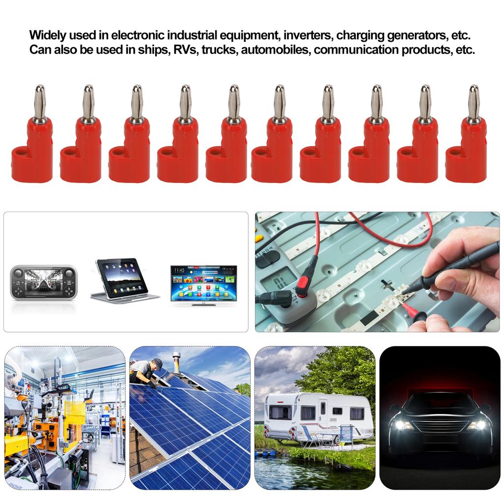 10PcsCelsiusSet 4mm Solderless Banana Plug Stackable Open Screw 30V AC‑60V Maximum 24A for Electronics Industrial Equipment