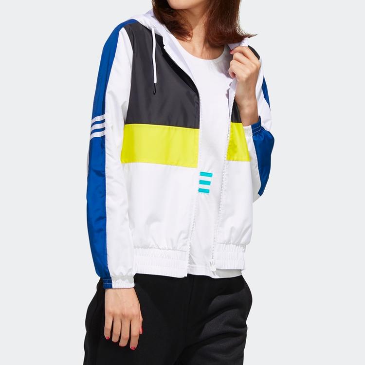 Adidas Neo Casual Sports Hooded Jacket Women Outerwear White Lemon-Yellow FK9955