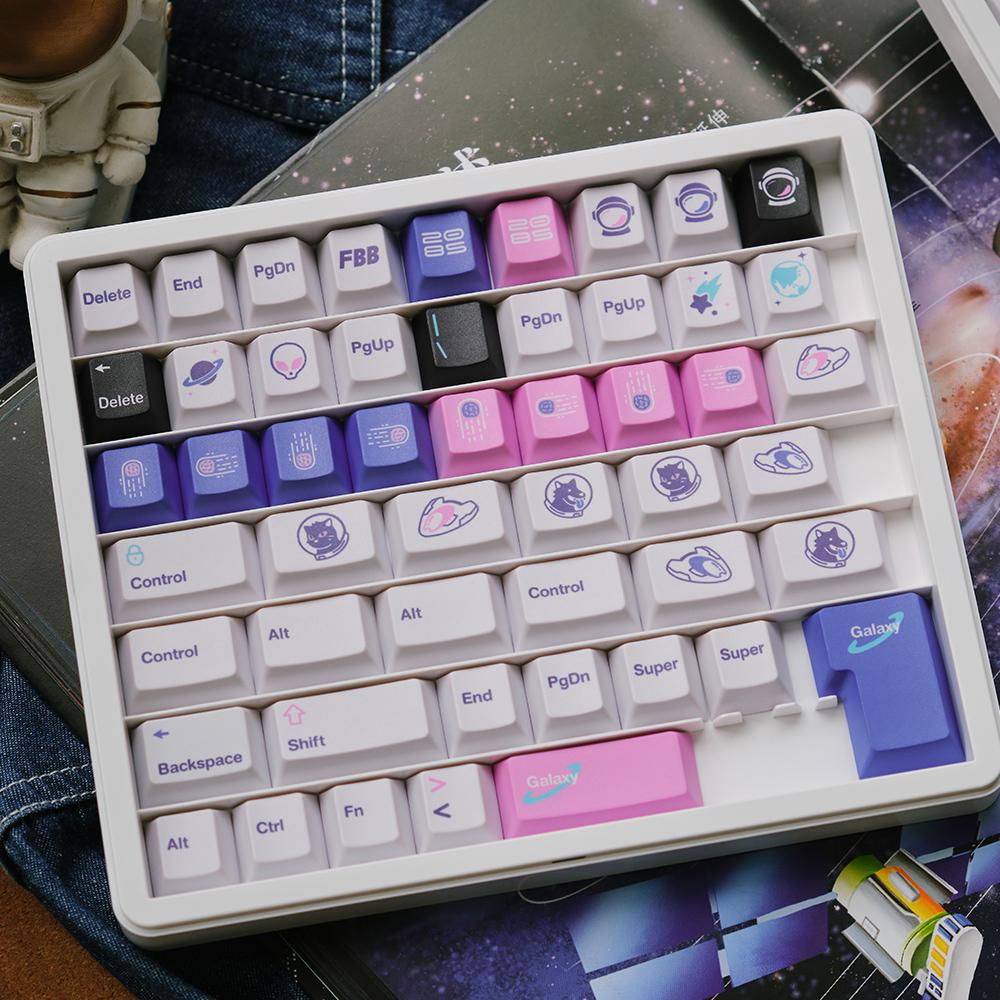FBB MAKER Keycaps Original Sublimation PBT Keycaps Space Themed Gradient Meteor Customized Keyboard Keycaps for Gaming Keyboard