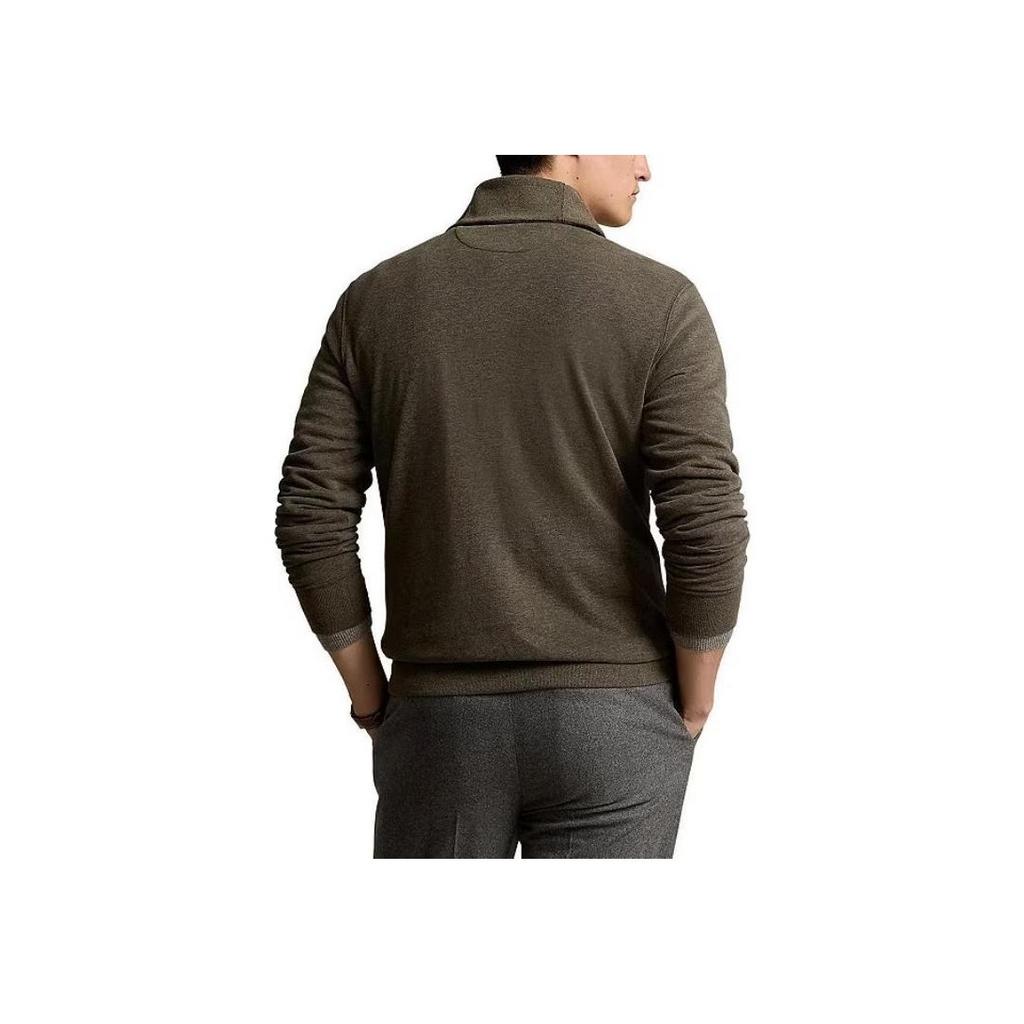 Polo Ralph Lauren Solid Color Logo Embroidered Shawl Collar Long Sleeve Sweater Men Sweater Brown 710877989-005