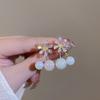 Trend Unique Design Elegant Delicate Zircon Pearl Flower Earrings Women Jewelry Wedding Party Gifts