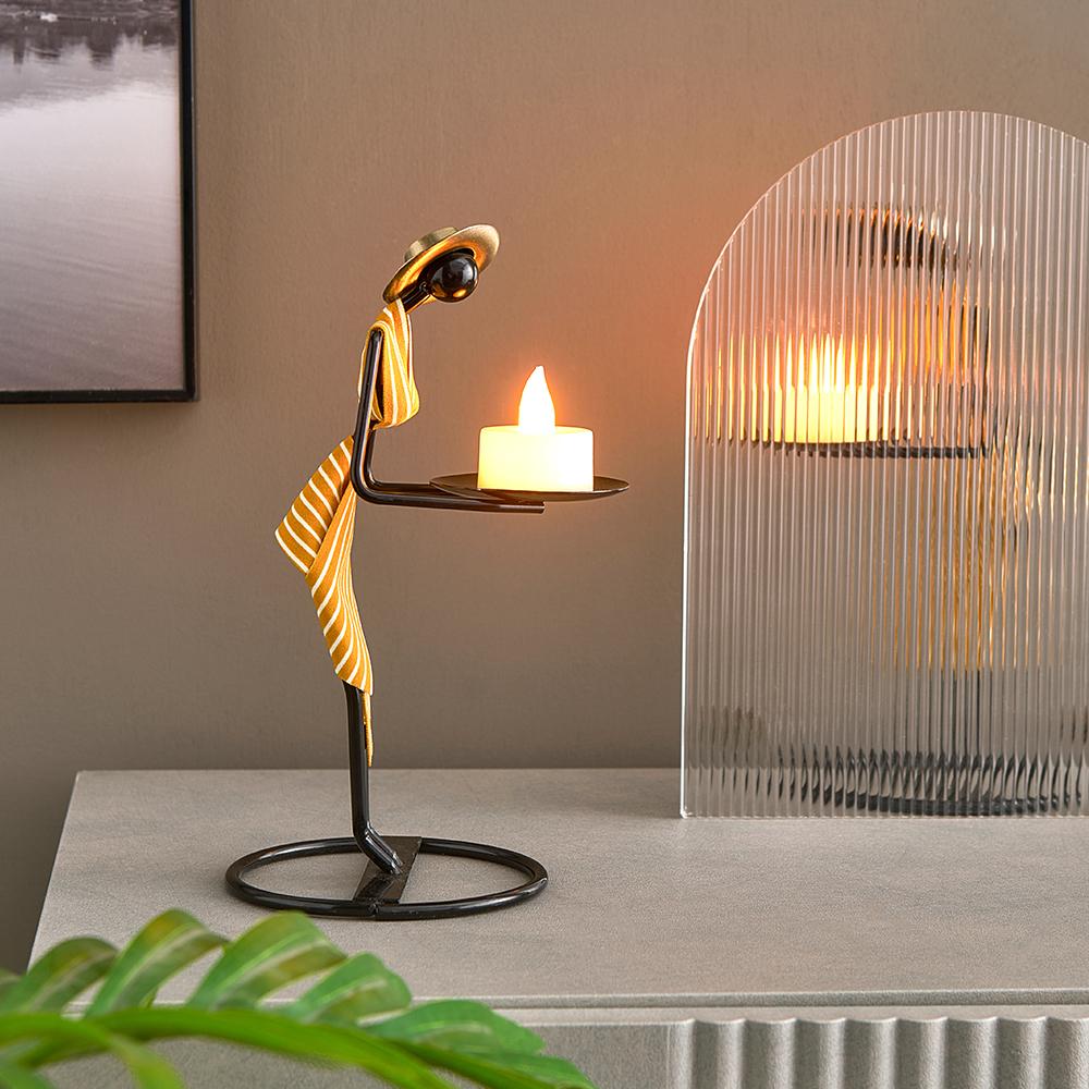 Vintage Iron Candlestick Decoration Nordic Light Luxury Candlelight Dinner Romantic Small Decoration