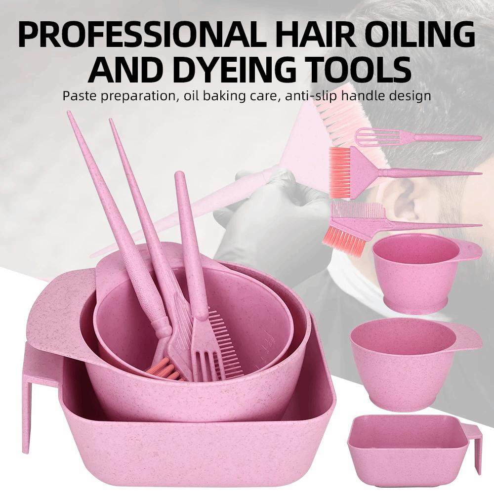6 Stück 4 Farben Professionelles Haarfärbe-Set Friseur-Mischschale Pinsel-Set Salon