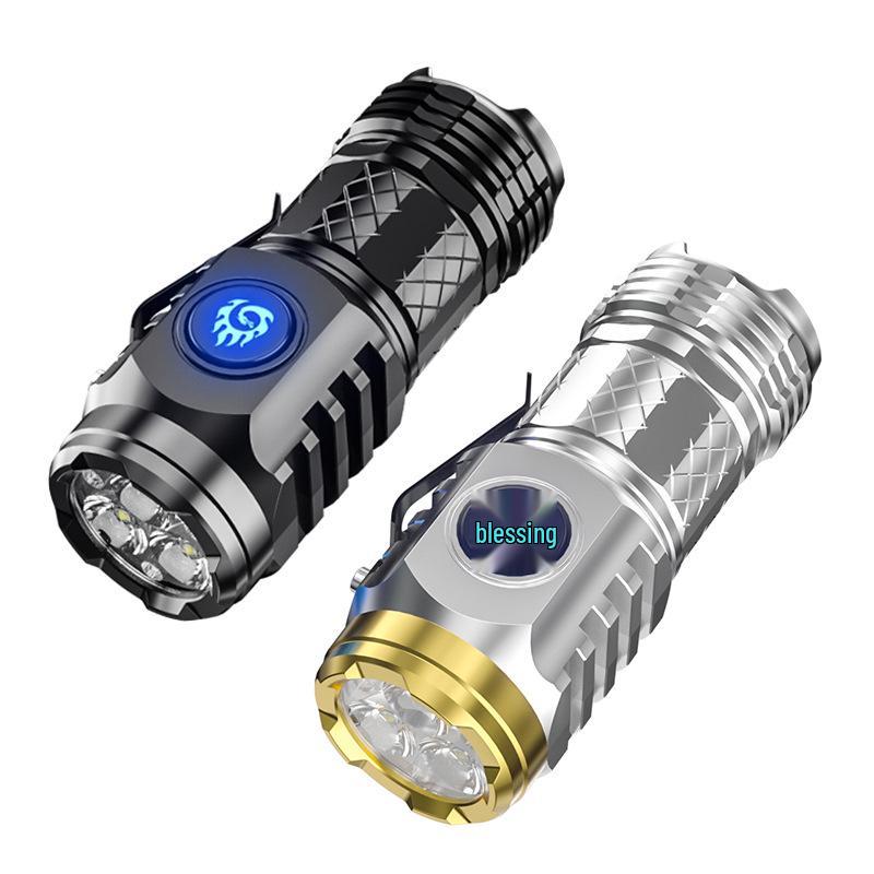 Hot-Selling Rechargeable Three-Eye LED Flashlight: Super Bright, Long-Range, Portable for Outdoor and Night Riding.