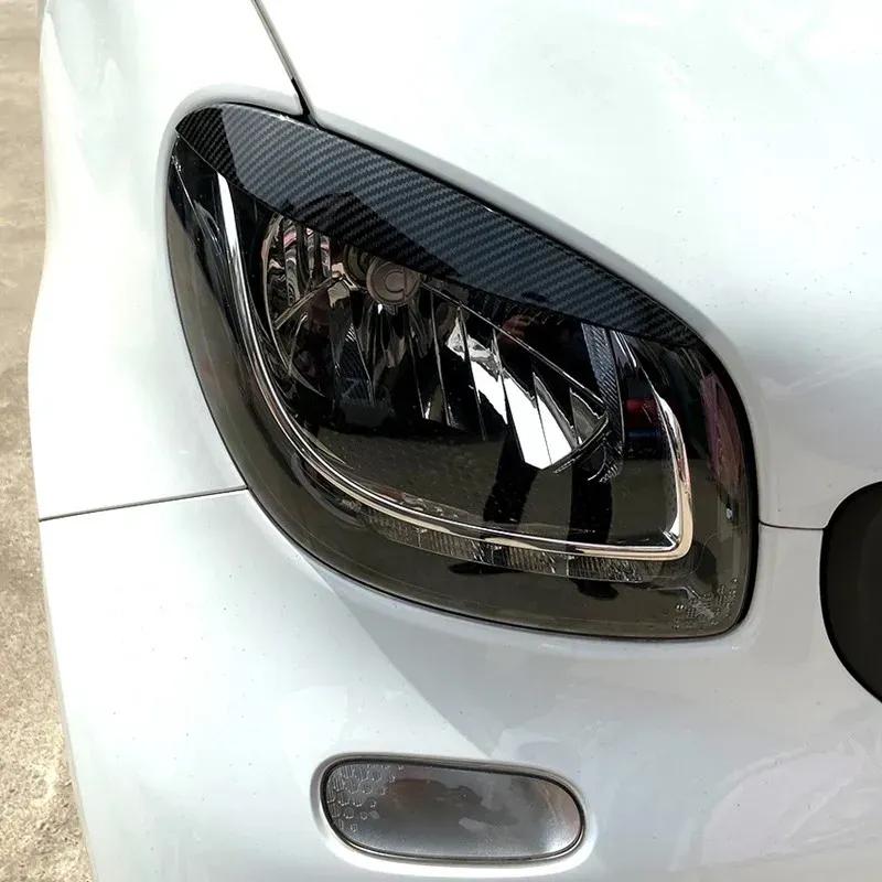 Car Front Headlight Eyelid Lamp Eyebrow Decoration Trim Strips For Mercedes Benz Smart Fortwo Forfour 453 2015- Accessories