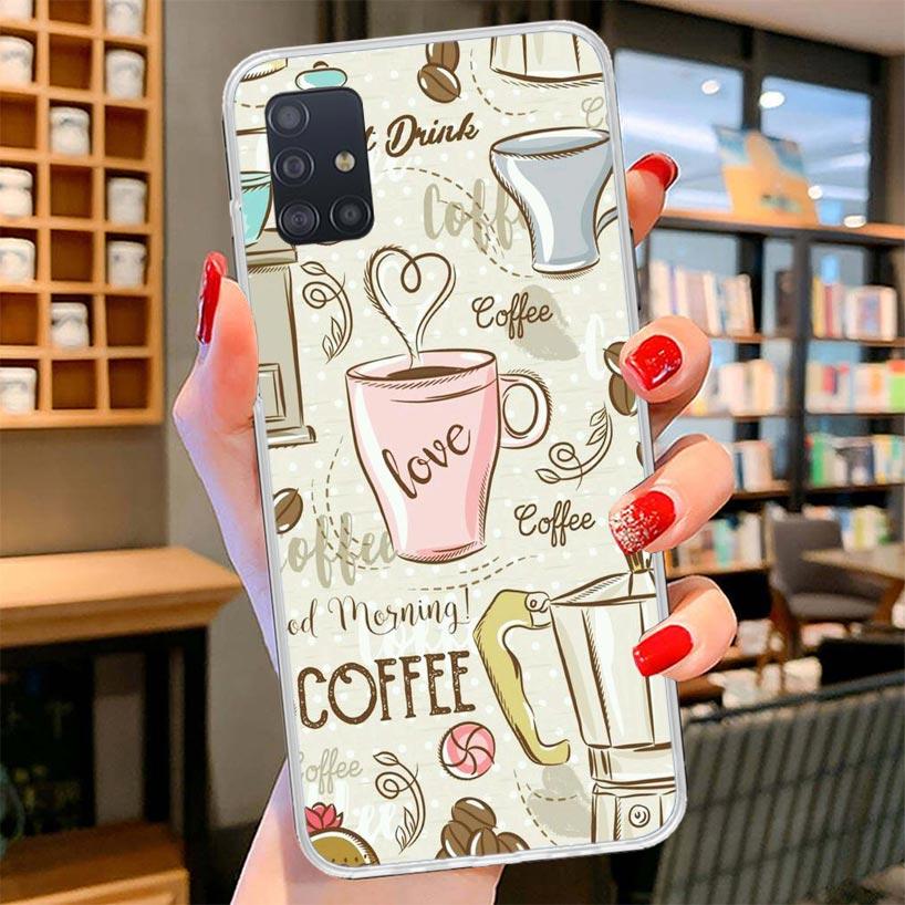Coffee Wine Cup Cover Phone Case For Samsung Galaxy A12 A22 A32 A52 A72 A02S Phone Case Note 20 Ultra 10 S10 Plus A51 A71 A50S A
