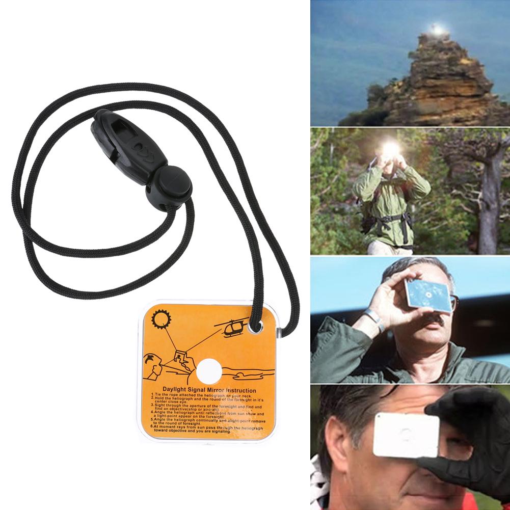 Acrylic Emergency Survive Mirrors Multifunctional Adventure Mirror with Whistle Practical Outdoor Tools Camping Equipment