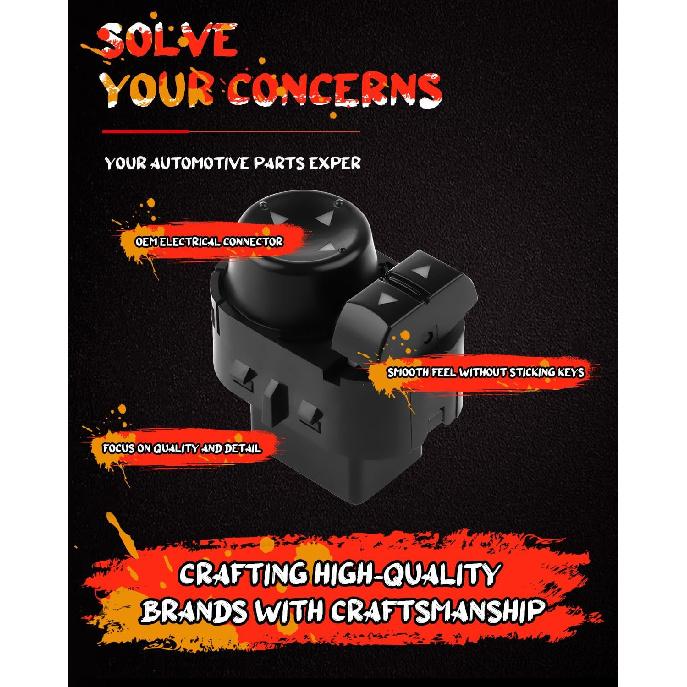 Power Mirror Switch Replacement fit for 2007-2013 Chevy Silverado 1500 2007-2014 Chevy Silverado 2500 HD 2007-2013 GMC Sierra 1500 2007-2014 GMC