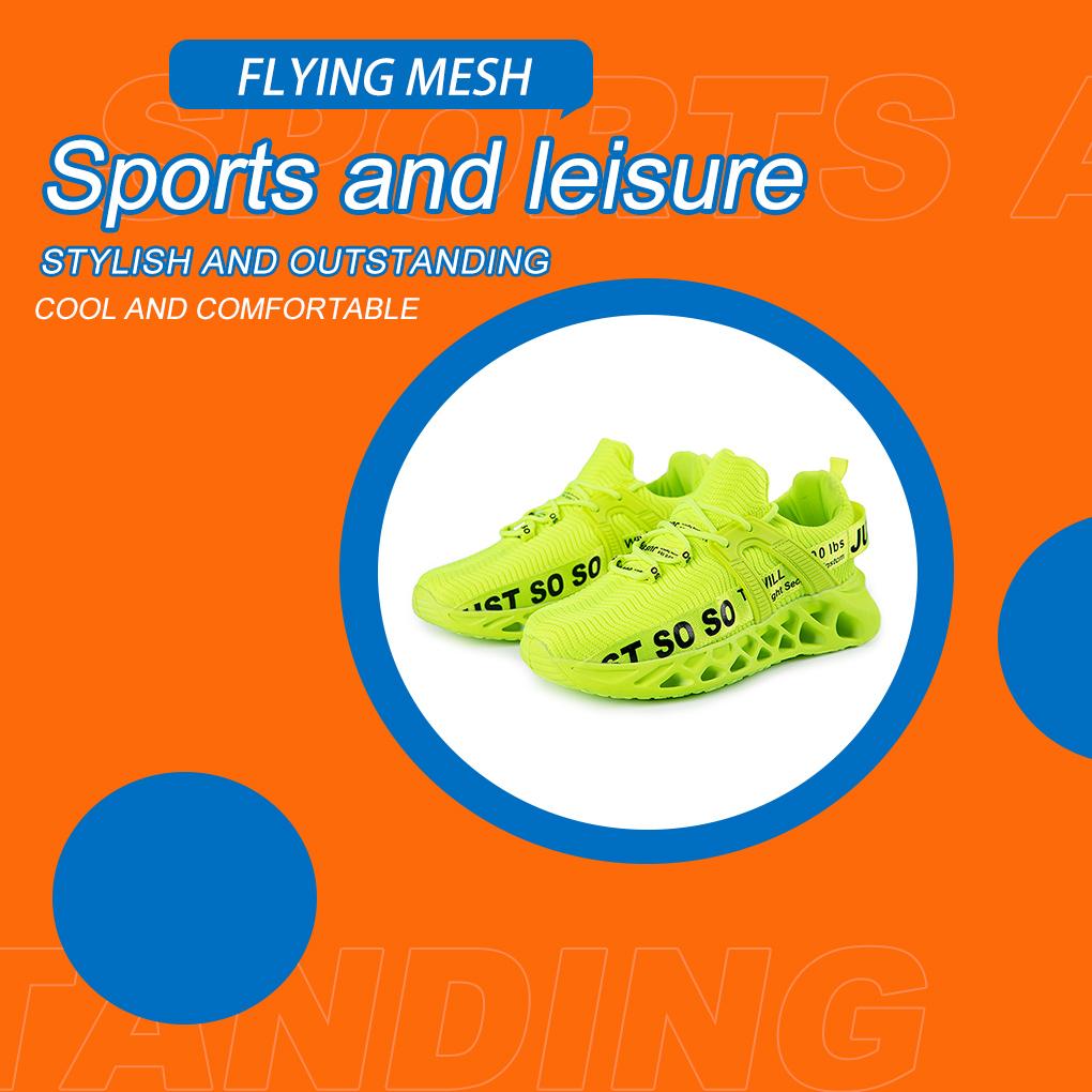 Boy Sneakers Sports Mesh Knitting Athletic Running Fitness Leisure Fashion Absorption Shoes Tennis Footwear Casual Shock