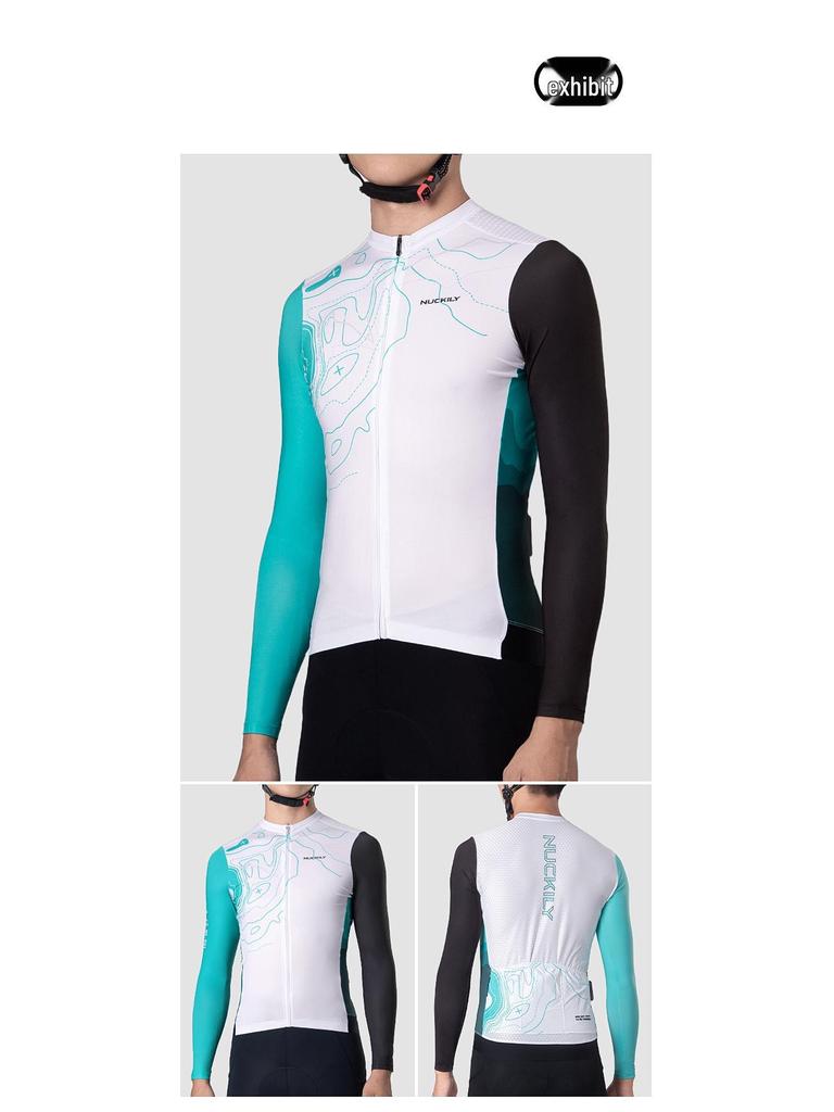 NUCKILY Men's Long Sleeve Cycling Jersey - Sun Protection & Sweat-Wicking for Road and Mountain Biking