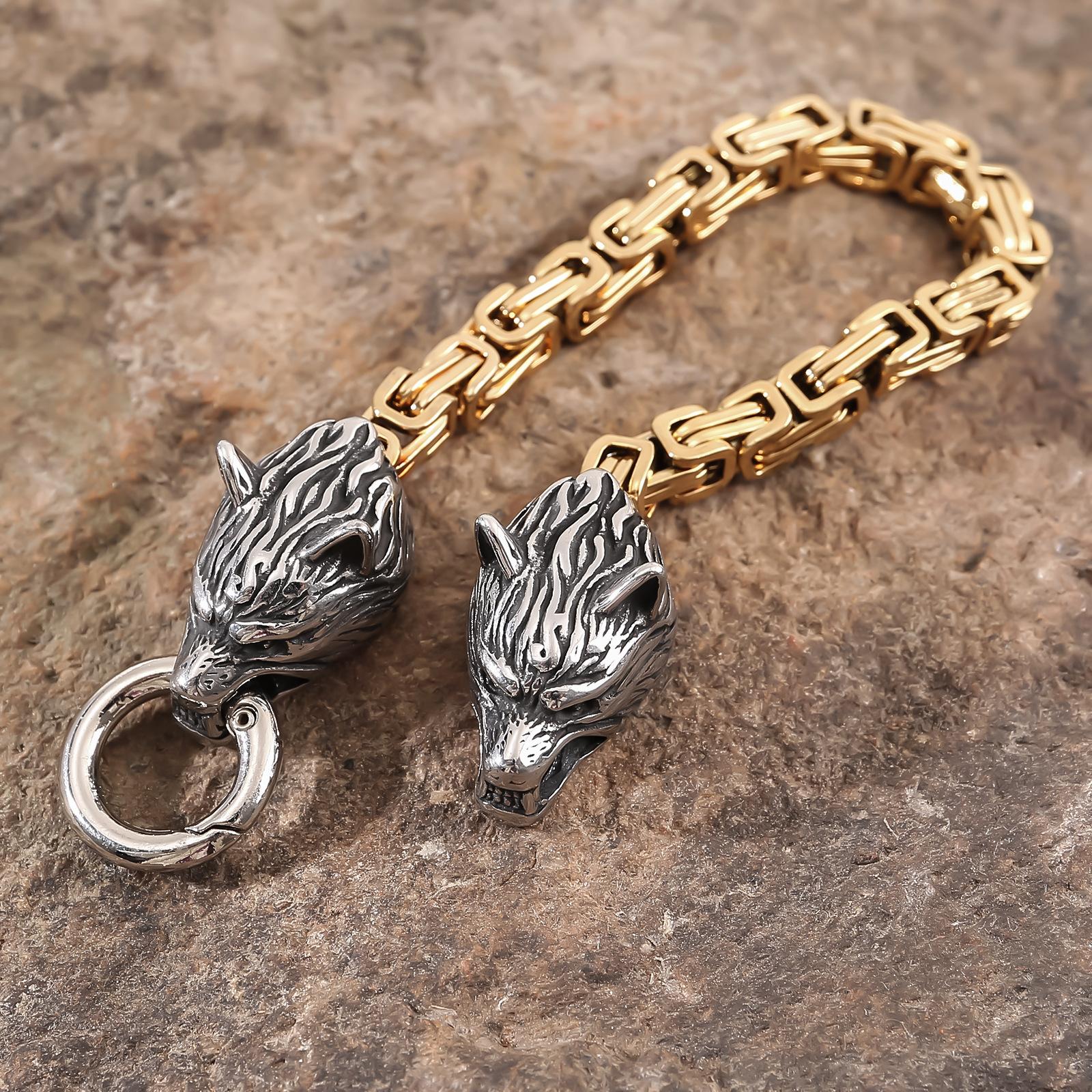 Взрывоопасный браслет из нержавеющей стали с головой волка викингов — фото 2