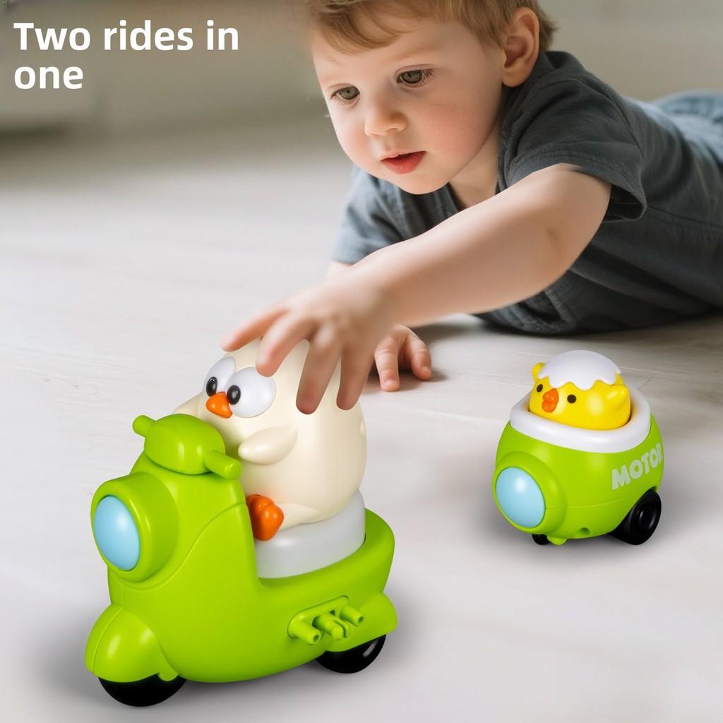 Plastic Toddler Car Toy Set With Inertial Tricycle And Cute Rabbit Chicken Design For Early Learning