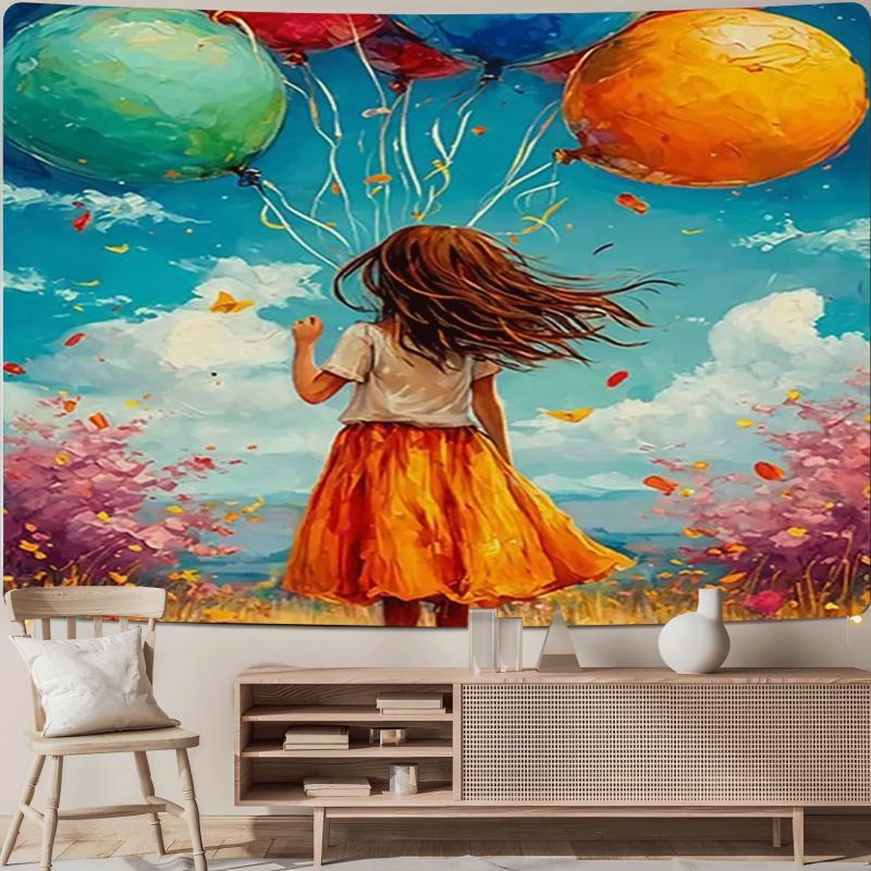 

Vibrant Balloon Girl Digital printing polyester wall hanging tapestry decorative Living room bedrooms Office background gift 74x94cm(29x37in)