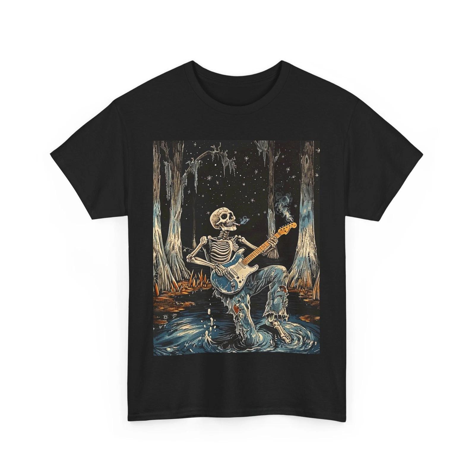 SKELETON MUSIC GUITAR NEW ORLEANS JAZZ Tshirt SHIRT CHILL TEE GIFT MEN WOMEN DAD 4XL