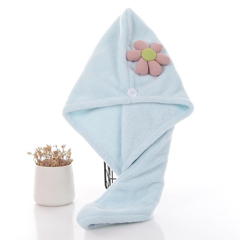 New flower coral fleece dry hair cap, cute absorbent women's bag head towel, bath cap thickened dry hair towel