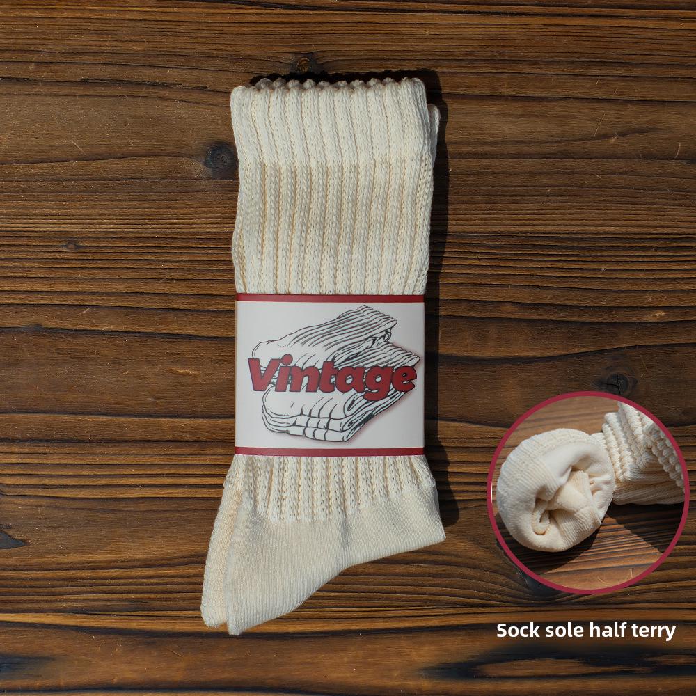 Calzini a Tubo Medio Ami Khaki Retro in Cotone - Stile Unisex Autunno/Inverno