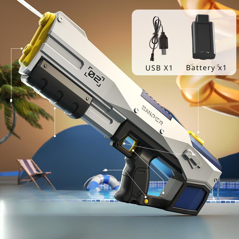 Electric Water Gun Automatic Continuous Shooting Water Gun Large Capacity Rapid Shooting Summer Beach Pool Toy Pink Gun Boy Gift