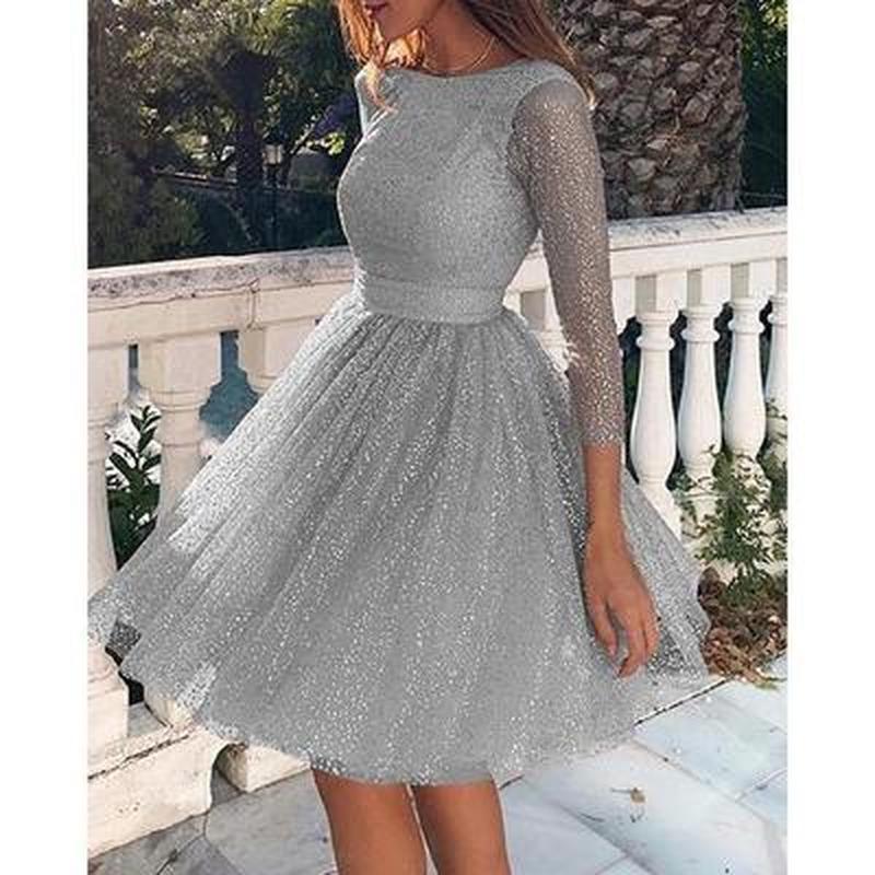 Rochie cu mânecă lungă pentru femei Rochie de seară cu talie înaltă Rochie pentru petrecere Cocktail Rochie subțire la modă pentru femei