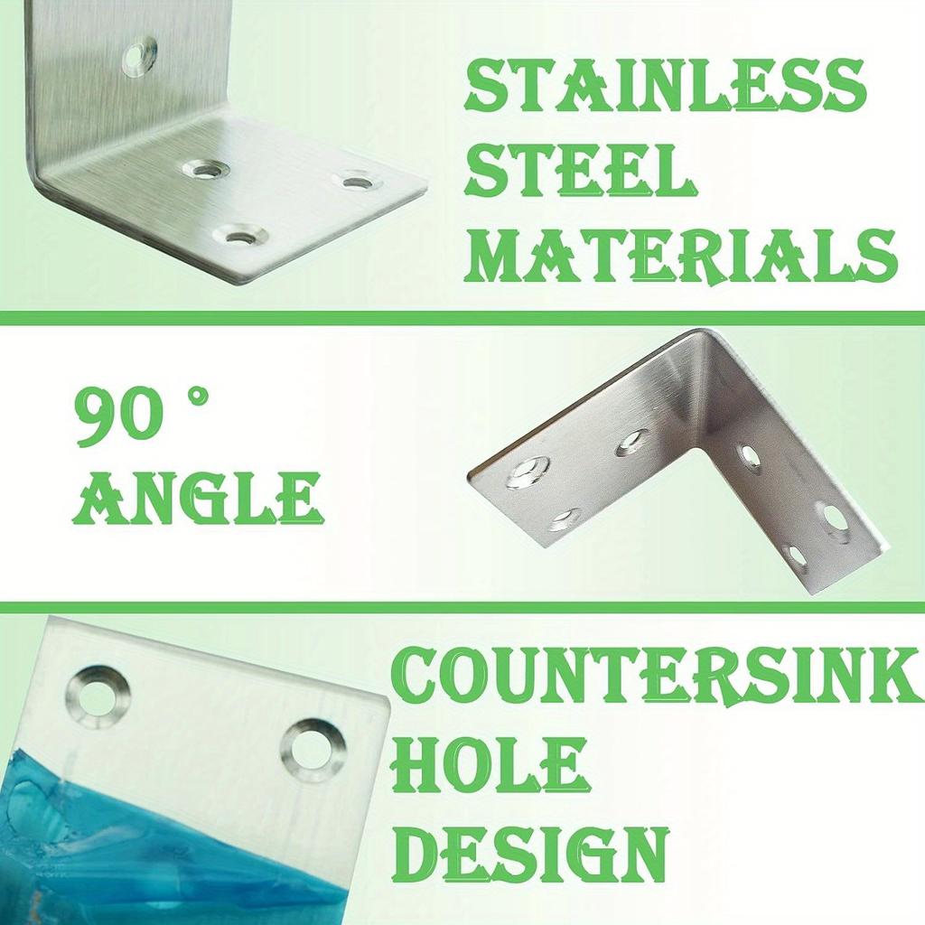 Hochbelastbare L-Winkel, 5,08 cm x 5,08 cm x 5,08 cm - Robuste 90°-Eckwinkel für Holzmöbel, Regale und DIY-Projekte, Rostbeständig Gebürstet