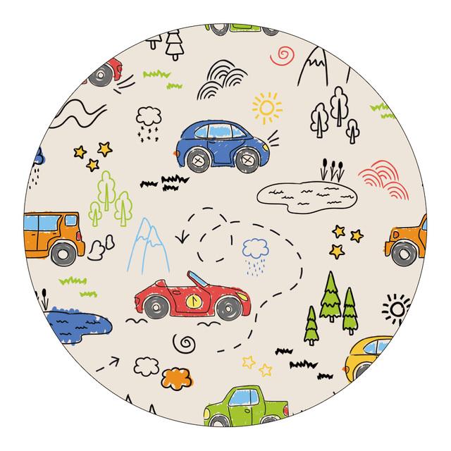 Dětský Kreslený Kulatý Koberec Zvířecí Puzzle Hra Učení Dětská Podložka na Lezení Hravý Kulatý Koberec Měkký Pokojový Dekorační Koberec