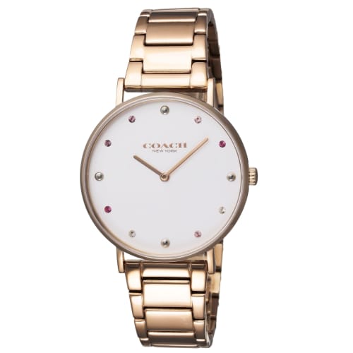 Coach PERRY Watch, 36mm, White Dial, Stainless Steel, Mineral Glass Quartz, Water Resistant, China Watch, 14503938, Women's, Gold