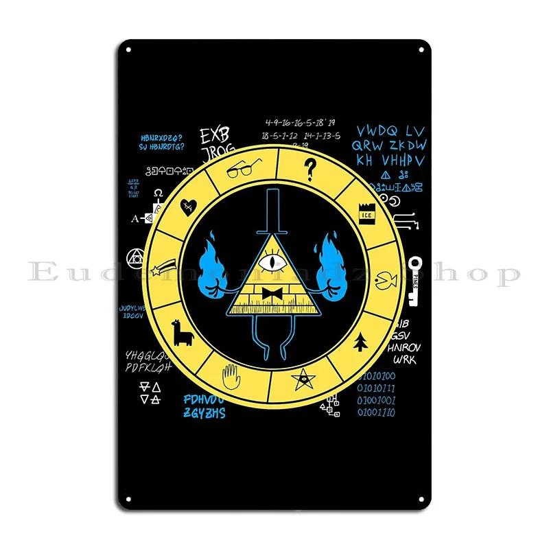Gravity Gravity Falls Reality is an Illusion bill cipher spell Zodiac Metal Living Room Painting Wall Decor Tin Sign Poster