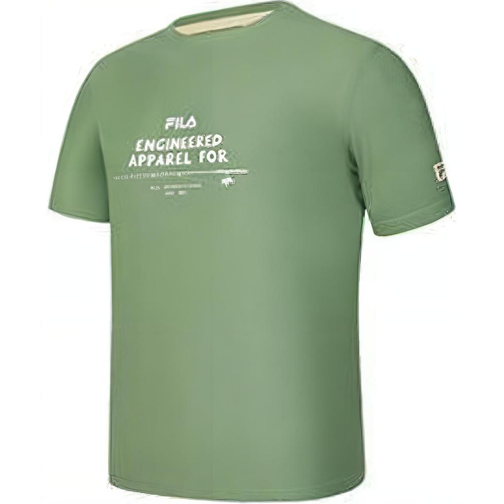 Fila Outdoor Letter Round Neck Breathable Short Sleeve T-Shirt Men T-Shirts Alkaline-Green A11M427112F-GN