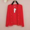 Cardigan estivo da donna in maglia di seta con bordi a balze e chiusura a bottoni per abbigliamento casual