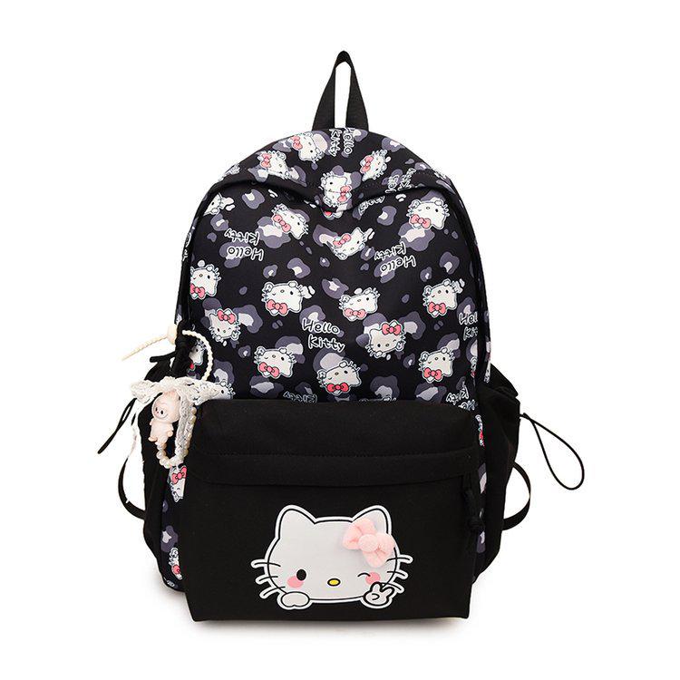 

Middle School Girl s Cute Cartoon Backpack - Double Shoulder, Large Capacity for Students Without Pendant чорний