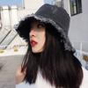 New Summer Unisex Tassel Washed Denim Bucket Hats Fashion for Women Wide Brim Foldable Panama Cap Outdoor Beach Fisherman's Hat