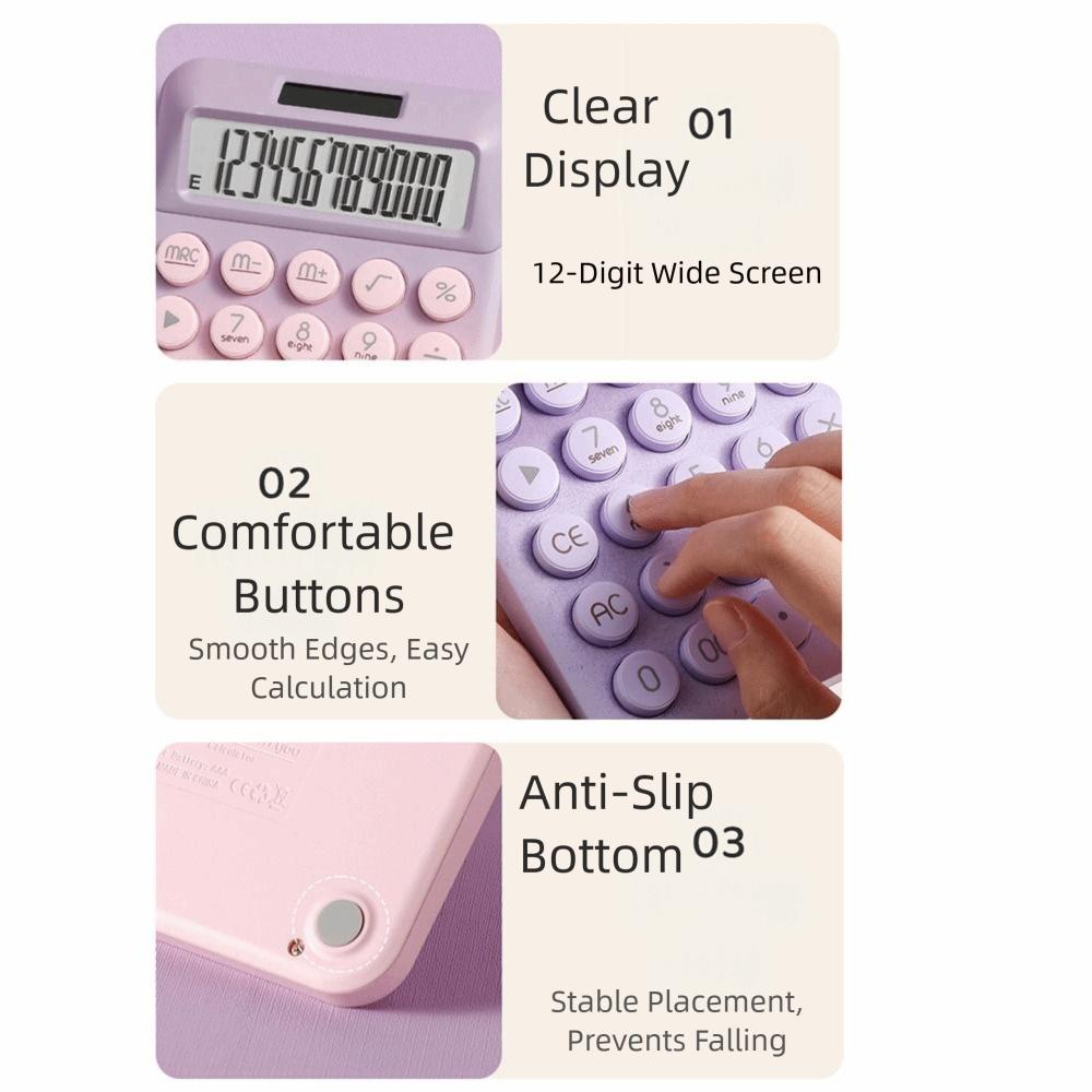Candy Color 12 Digits Calculator creative Finance Calculator Gift Solar Desktop Calculator Home