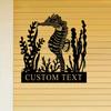 Metal Seahorse Wall Art Nautical Ocean Beach Decor Steel Marine Life Sign