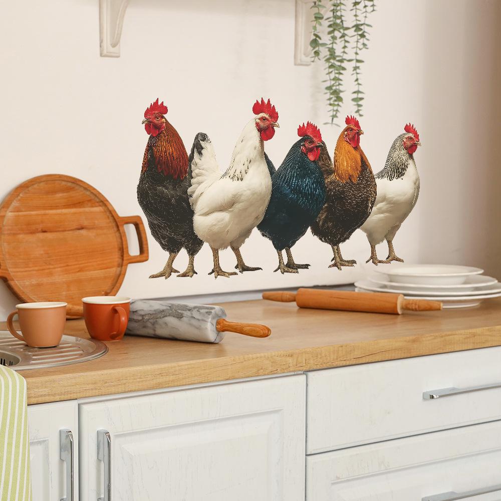 Personalized Simulation Rooster Flock Kitchen and Dining Room Wall Decoration and Beautification Stickers