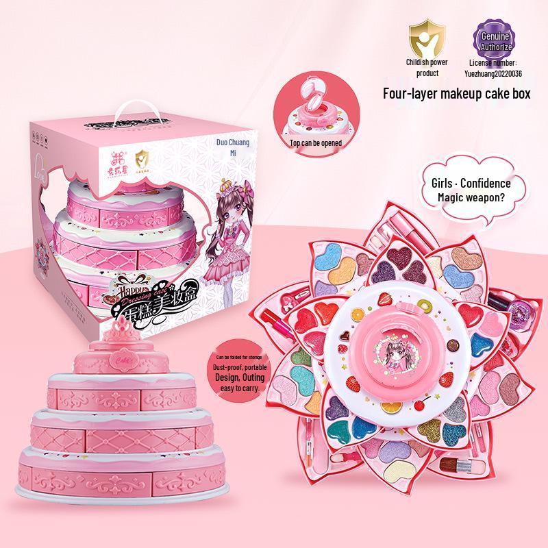 Princess Makeup Box: Washable Children's Cosmetic Set with Lipstick & Nail Polish - Perfect Birthday Gift for Girls