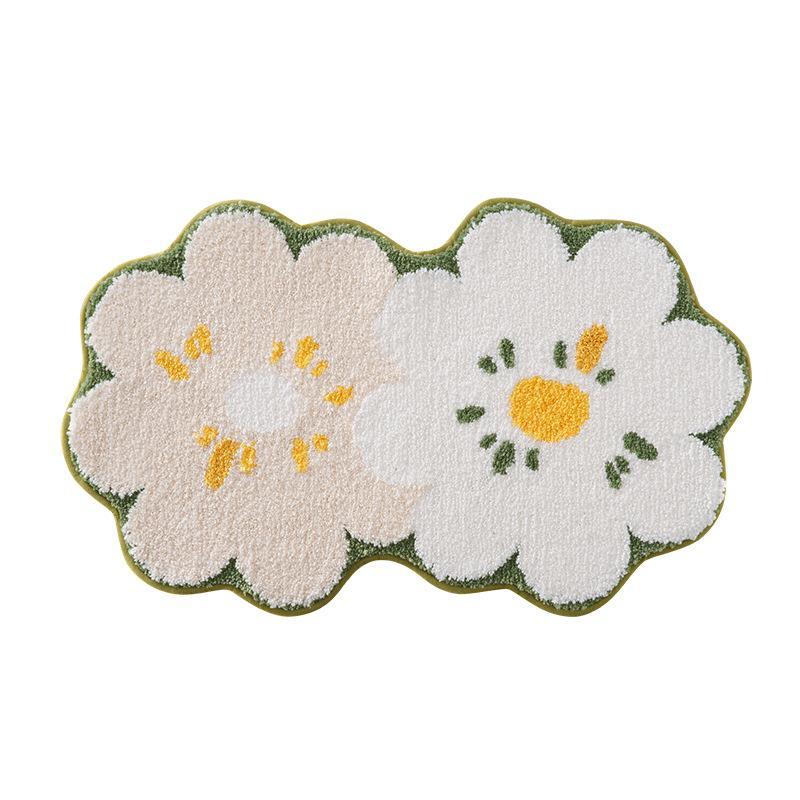 Cartoon Double Flower Bath Mat Bathroom Quick Drying Absorbent Foot Mat Super Fiber Flocking Comfortable and Soft Bathroom Rug